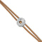 Double Cream Leather Metal Alloy Eye Detail Pleated Sterling Silver Crystal Bracelet PUL2601CREMTL0M