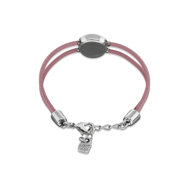 Double Lilac Leather Metal Alloy Eye Detail Pleated Sterling Silver Crystal Bracelet PUL2601LILMTL0M