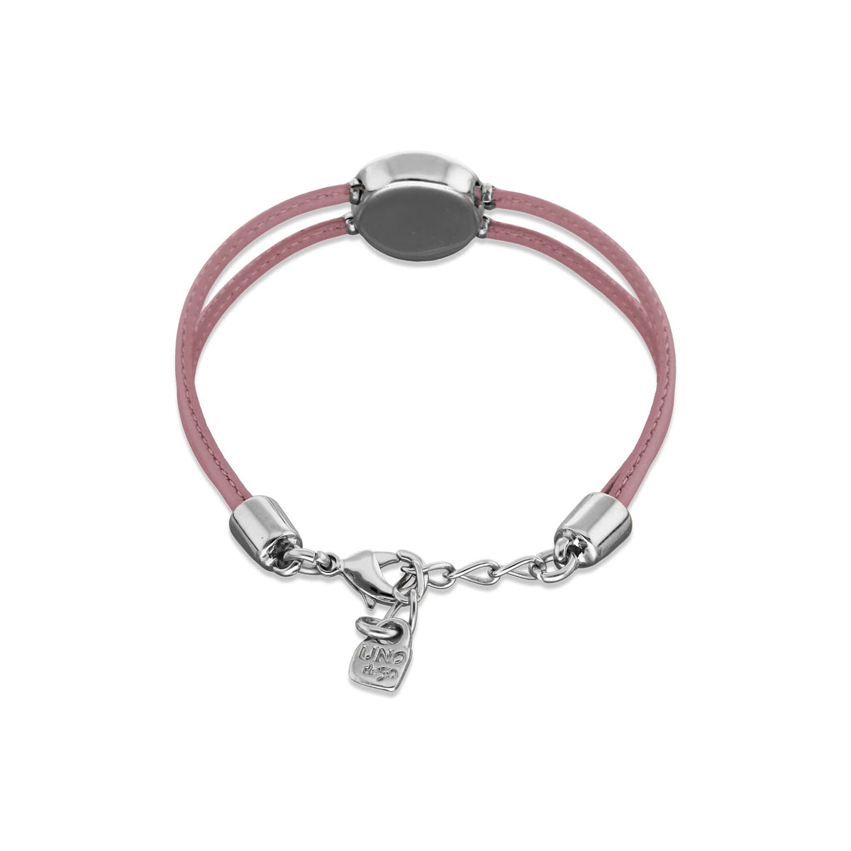 Double Lilac Leather Metal Alloy Eye Detail Pleated Sterling Silver Crystal Bracelet PUL2601LILMTL0M