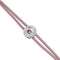 Double Lilac Leather Metal Alloy Eye Detail Pleated Sterling Silver Crystal Bracelet PUL2601LILMTL0M