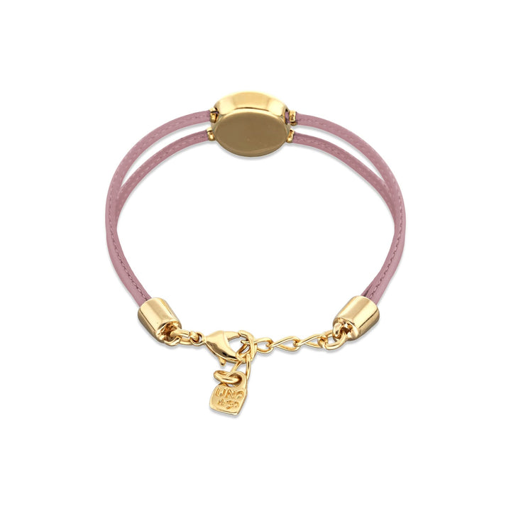 Double Lilac Leather Metal Alloy Eye Detail Pleated Gold 18K Crystal Bracelet PUL2601LILORO0M