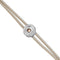 Double Ivory Leather Metal Alloy Eye Detail Pleated Sterling Silver Crystal Bracelet PUL2601MFLMTL0M