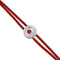 Double Red Leather Metal Alloy Eye Detail Pleated Sterling Silver Crystal Bracelet PUL2601ROJMTL0M