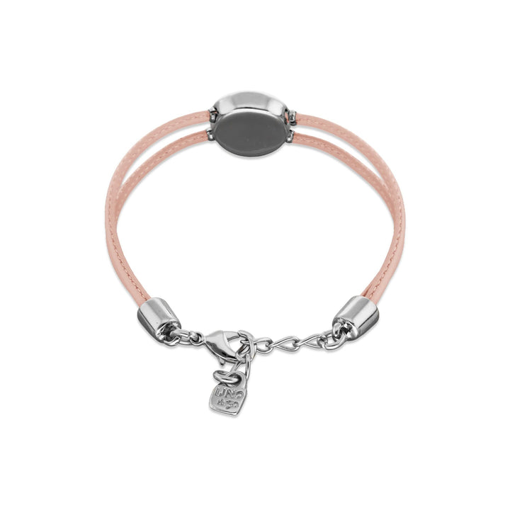 Double Pink Leather Metal Alloy Eye Detail Pleated Sterling Silver Crystal Bracelet PUL2601RSCMTL0M