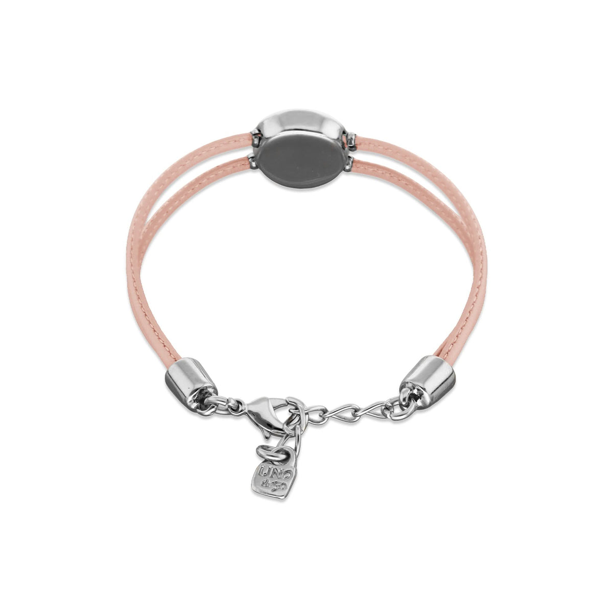 Double Pink Leather Metal Alloy Eye Detail Pleated Sterling Silver Crystal Bracelet PUL2601RSCMTL0M