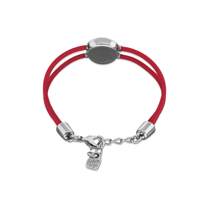 Double Dark Pink Leather Metal Alloy Eye Detail Pleated Sterling Silver Crystal Bracelet PUL2601RSOMTL0M