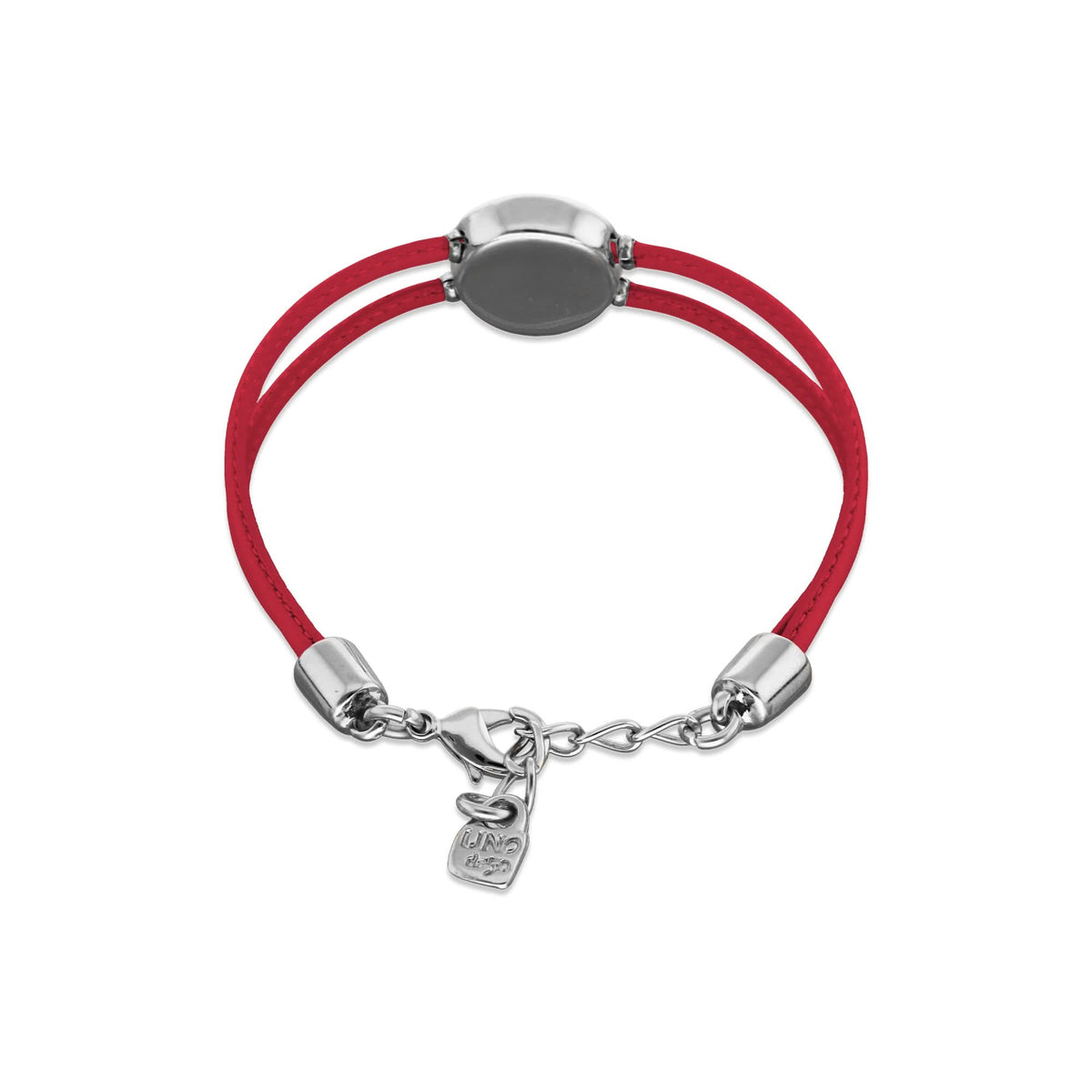 Double Dark Pink Leather Metal Alloy Eye Detail Pleated Sterling Silver Crystal Bracelet PUL2601RSOMTL0M
