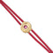 Double Dark Pink Leather Metal Alloy Eye Detail Pleated Gold 18K Crystal Bracelet PUL2601RSOORO0M