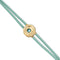 Turquoise Leather Metal Alloy Eye Detail Pleated Gold 18K Crystal Bracelet PUL2601TQSORO0M
