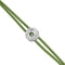 Double Green Leather Metal Alloy Eye Detail Pleated Sterling Silver Crystal Bracelet PUL2601VRDMTL0M