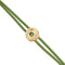 Double Green Leather Metal Alloy Eye Detail Pleated Gold 18K Crystal Bracelet PUL2601VRDORO0M