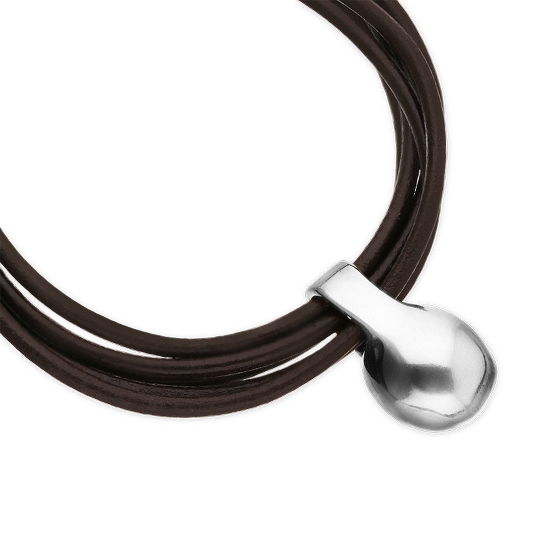 Leather Sterling Silver Alloy Ball Bracelets PUL2605MARMTL