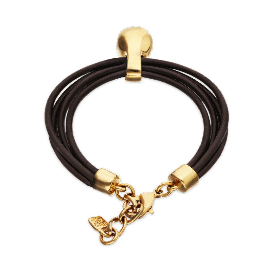 Leather 18K Gold Alloy Ball Bracelets PUL2605MARORO
