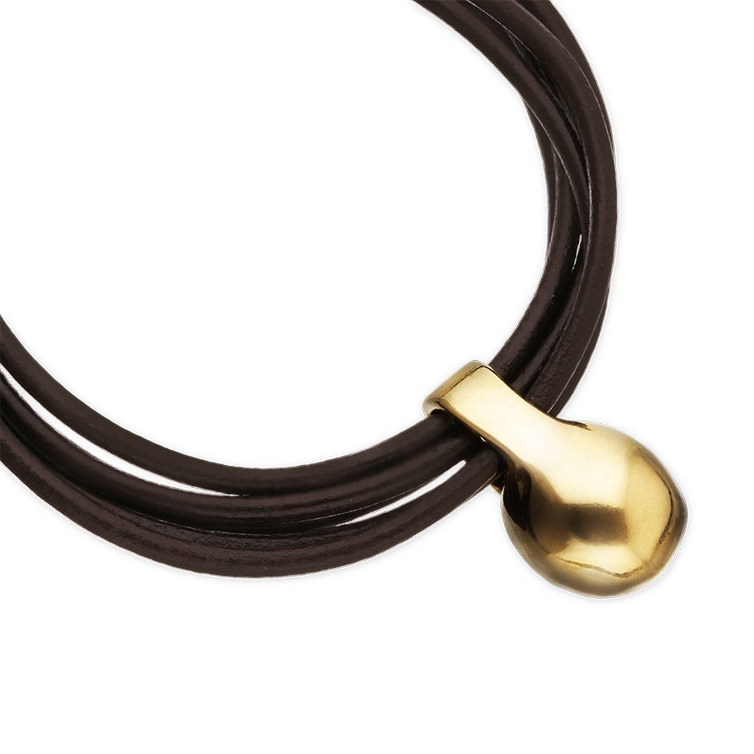 Leather 18K Gold Alloy Ball Bracelets PUL2605MARORO