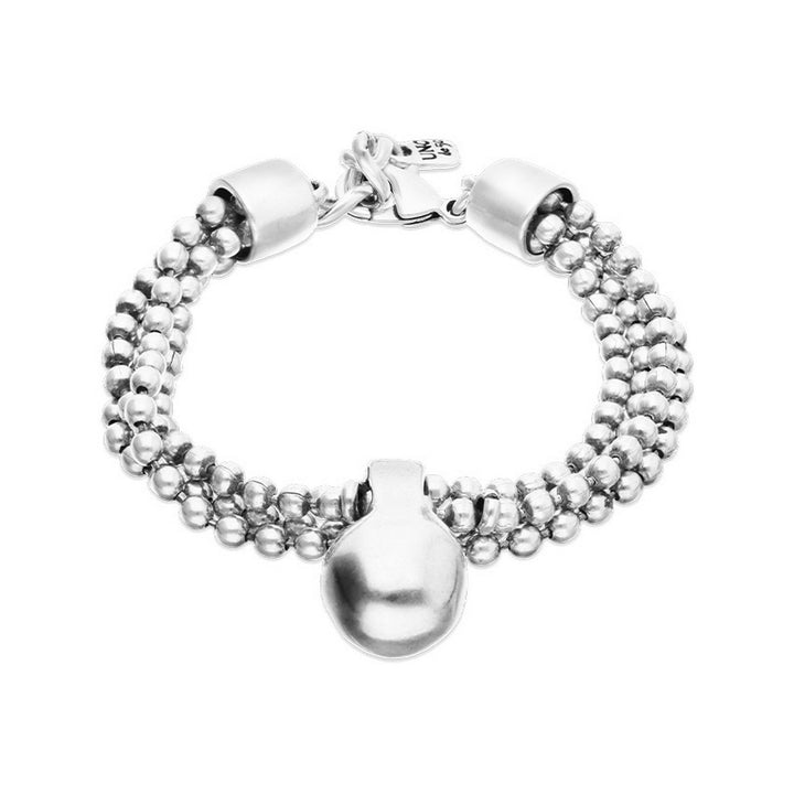 Sterling Silver Alloy Silver Threads And Big Shaped Ball Bracelets PUL2607MTL000