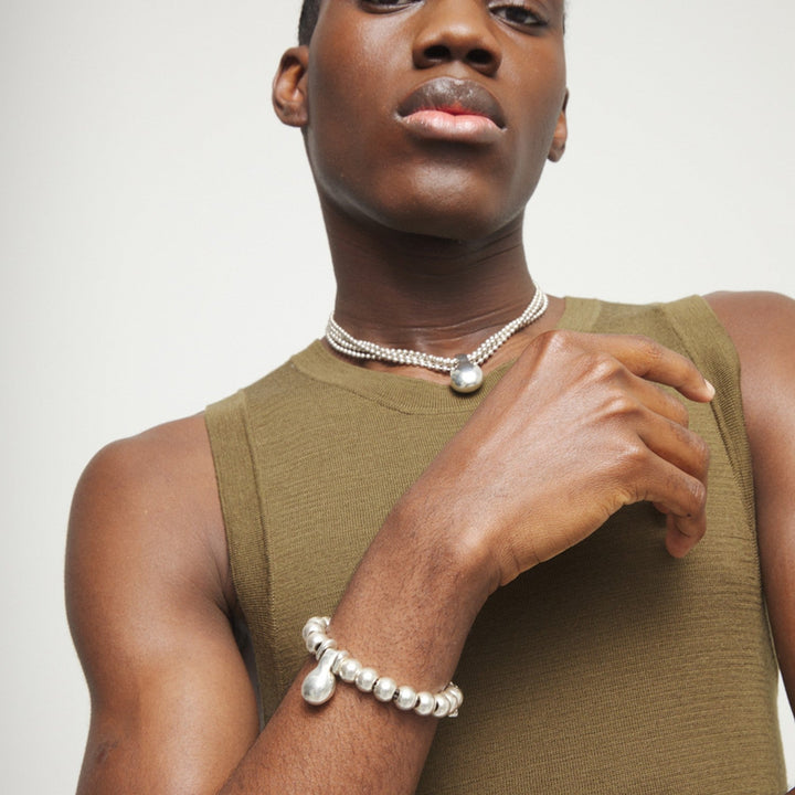  Medium Sterling Silver Alloy Shapes Of Balls And Big Shaped Ball Bracelets PUL2608MTL000