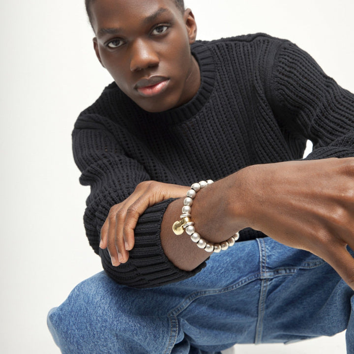  Medium Sterling Silver Alloy Shapes Of Balls And Big Shaped Ball In Gold 18K Bracelets PUL2608OROMTL