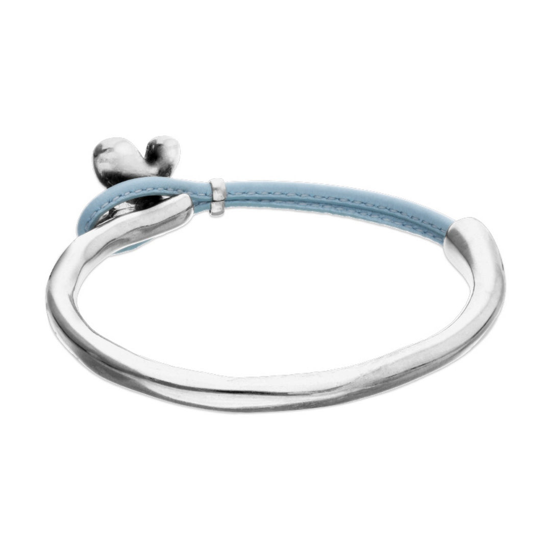Semi-Rigid Plated In Sterling Silver Blue Leather Thread Butterfly Bracelet PUL2614AZUMTL