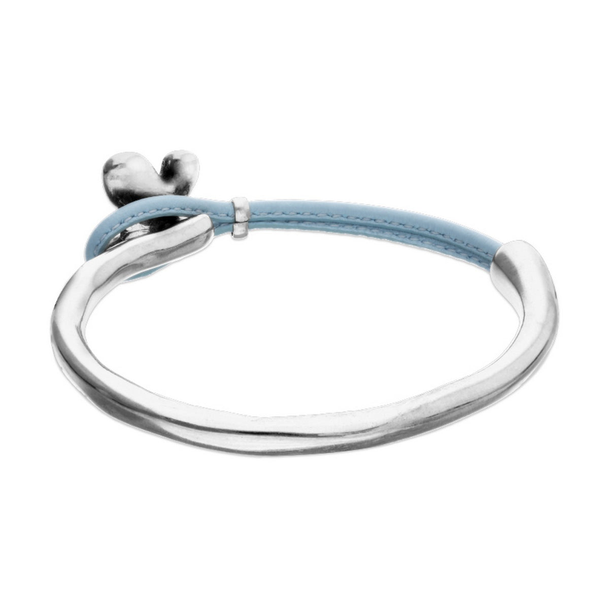 Semi-Rigid Plated In Sterling Silver Blue Leather Thread Butterfly Bracelet PUL2614AZUMTL