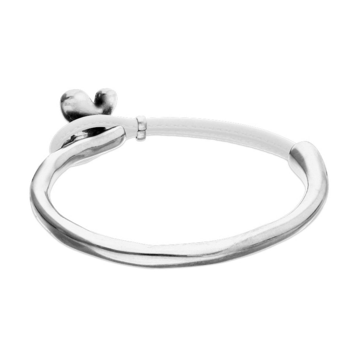 Semi-Rigid Plated In Sterling Silver White Leather Threat And Butterfly Bracelets PUL2614BLCMTL