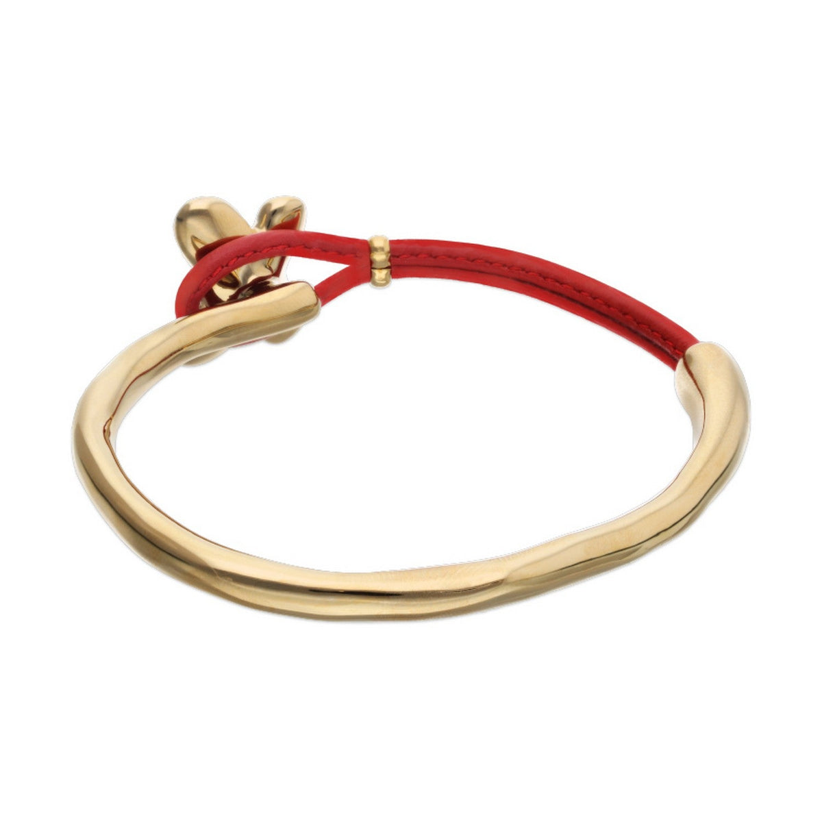 Semi-Rigid Red Leather Butterfly Plated In 18K Gold Bracelets PUL2614ROJORO