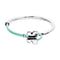 Semi-Rigid Plated In Sterling Silver Green Leather Threat And Butterfly Bracelets PUL2614TQSMTL