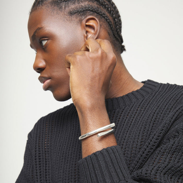 Sterling Silver Plated Alloy In The Shape Of A Tube Bangles PUL2630MTL000