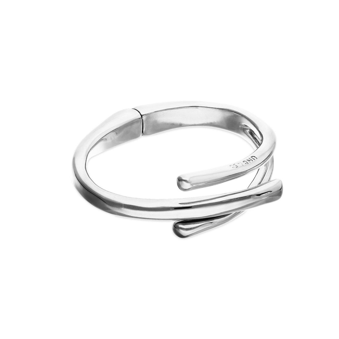 Sterling Silver Plated Three Intertwined Organic Shapes Bangle PUL2631MTL000