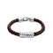 Leather And Sterling Silver Plated Alloy Links Bracelets PUL2632MARMTL