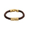 Leather And 18K Gold Alloy Links Bracelets PUL2632MARORO