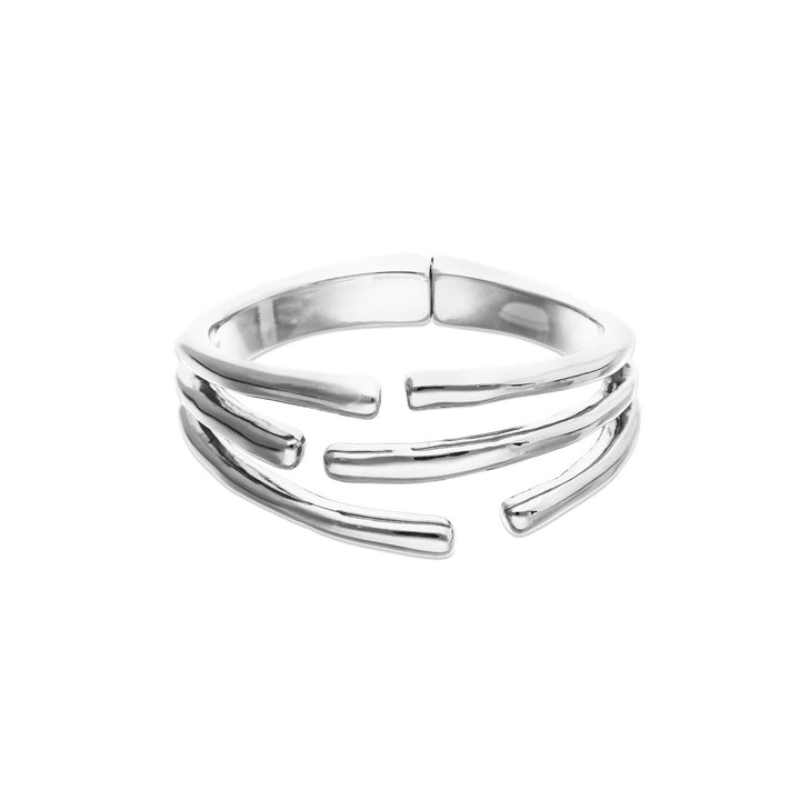 Sterling Silver Plated Intertwined Organic Shaped Bangle PUL2633MTL000