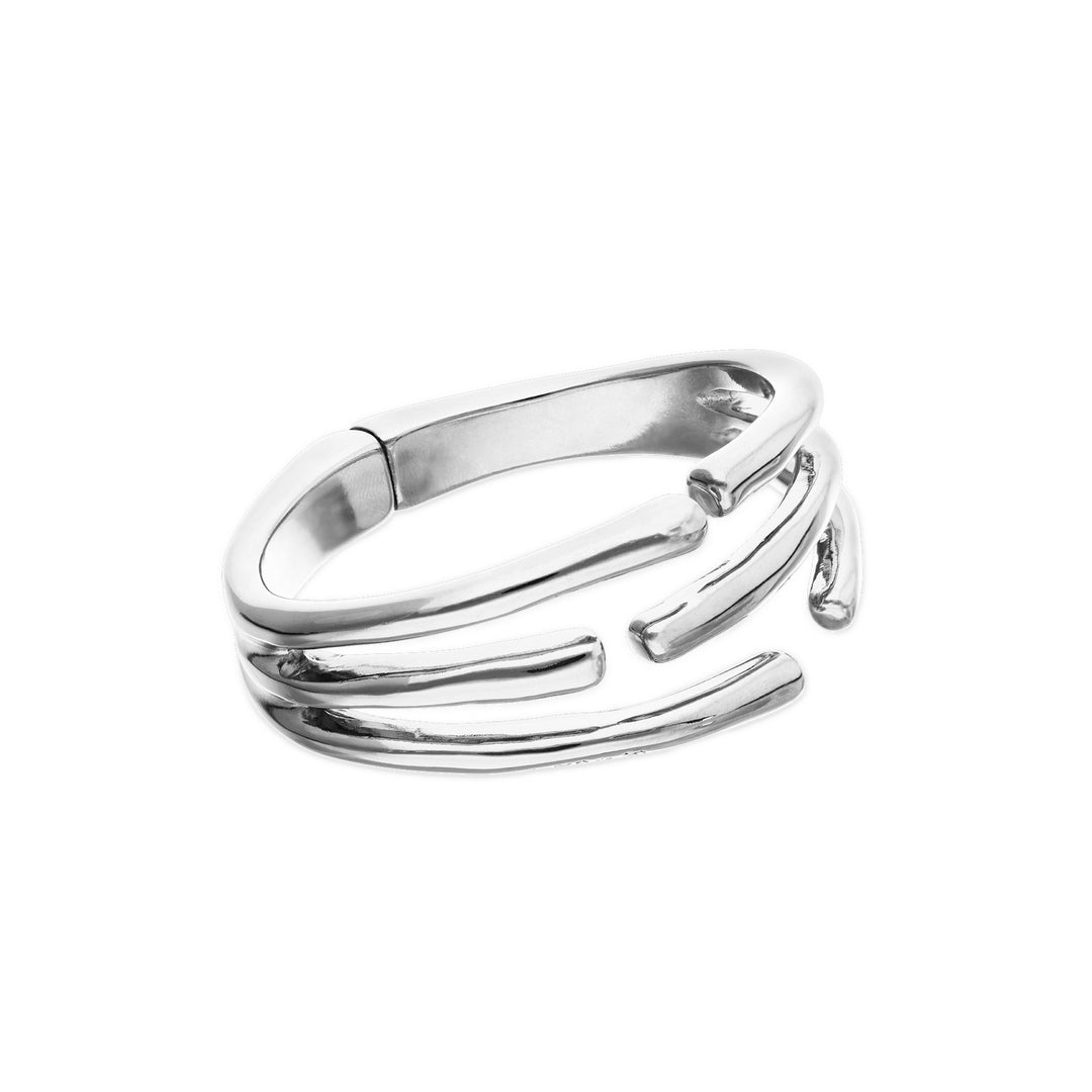 Sterling Silver Plated Intertwined Organic Shaped Bangle PUL2633MTL000