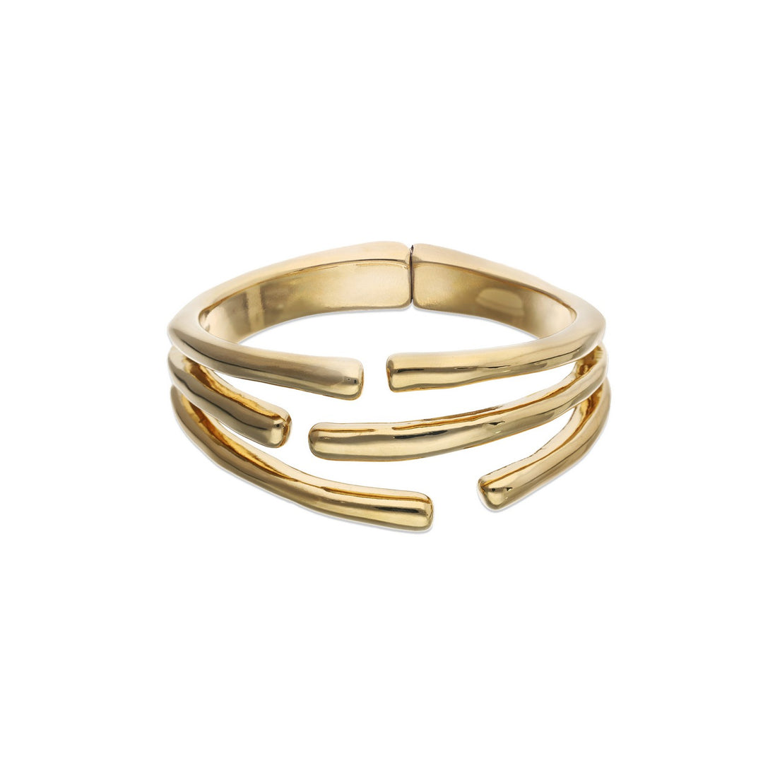 18K Gold Plated Intertwined Organic Shaped Bangle PUL2633ORO000