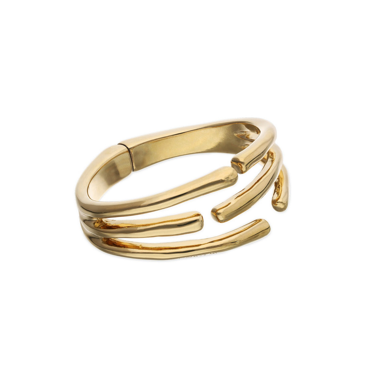 18K Gold Plated Intertwined Organic Shaped Bangle PUL2633ORO000