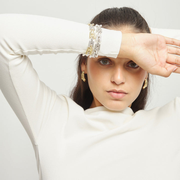 Sterling Silver Plated Alloy Links Bracelets PUL2635MTL000