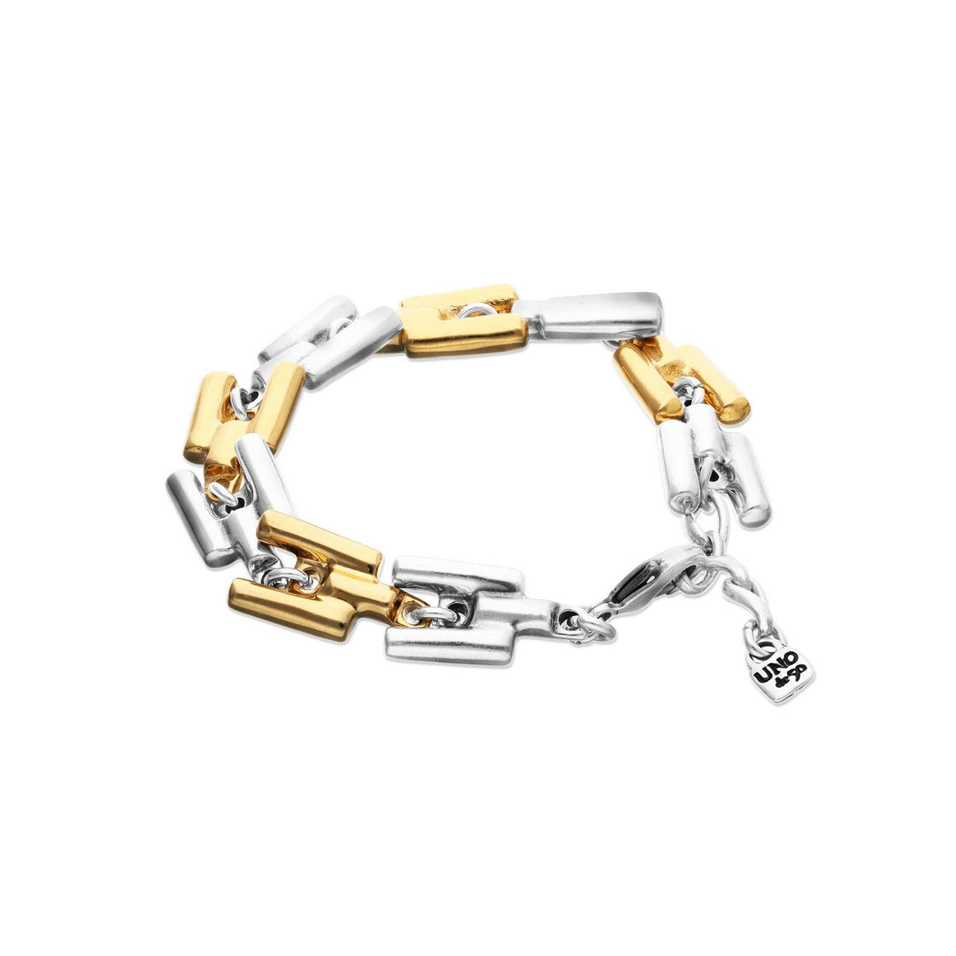 Half 18K Gold Half Sterling Silver Alloy Links Bracelets PUL2635OROMTL