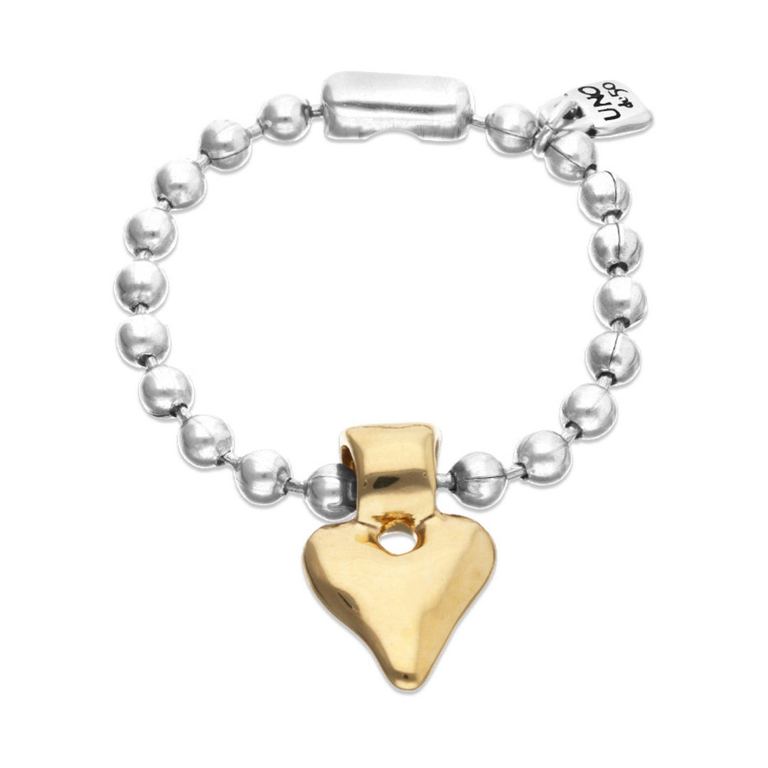 Sterling Silver Plated Ball Golden Heart Detail Bracelets PUL2636OROMTL