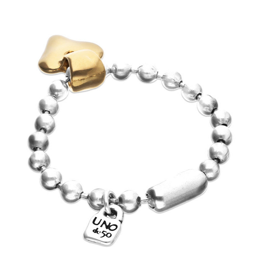 Sterling Silver Plated Ball Golden Heart Detail Bracelets PUL2636OROMTL