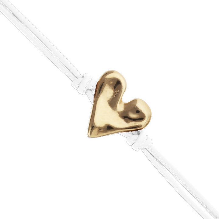 White Leather Heart Shaped 18K Detail Plated Detail Bracelets PUL2638BLCORO