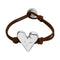 Black Leather Heart Shaped Sterling Silver Plated Detail Bracelets PUL2638MARMTL