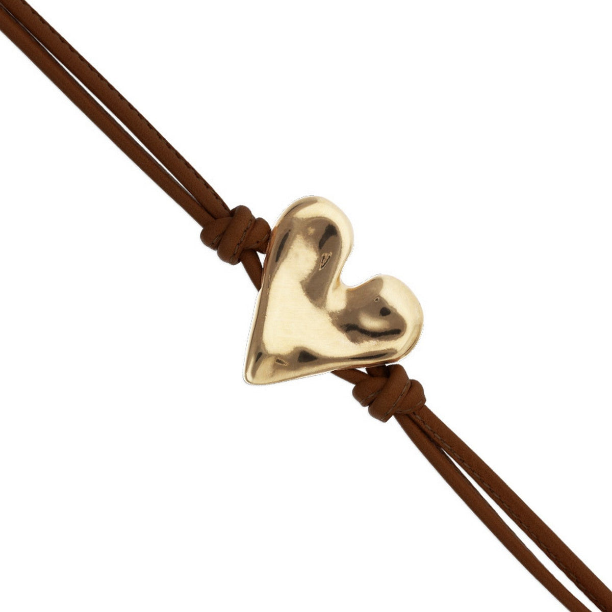 Black Leather Heart Shaped 18K Detail Plated Detail Bracelets PUL2638MARORO