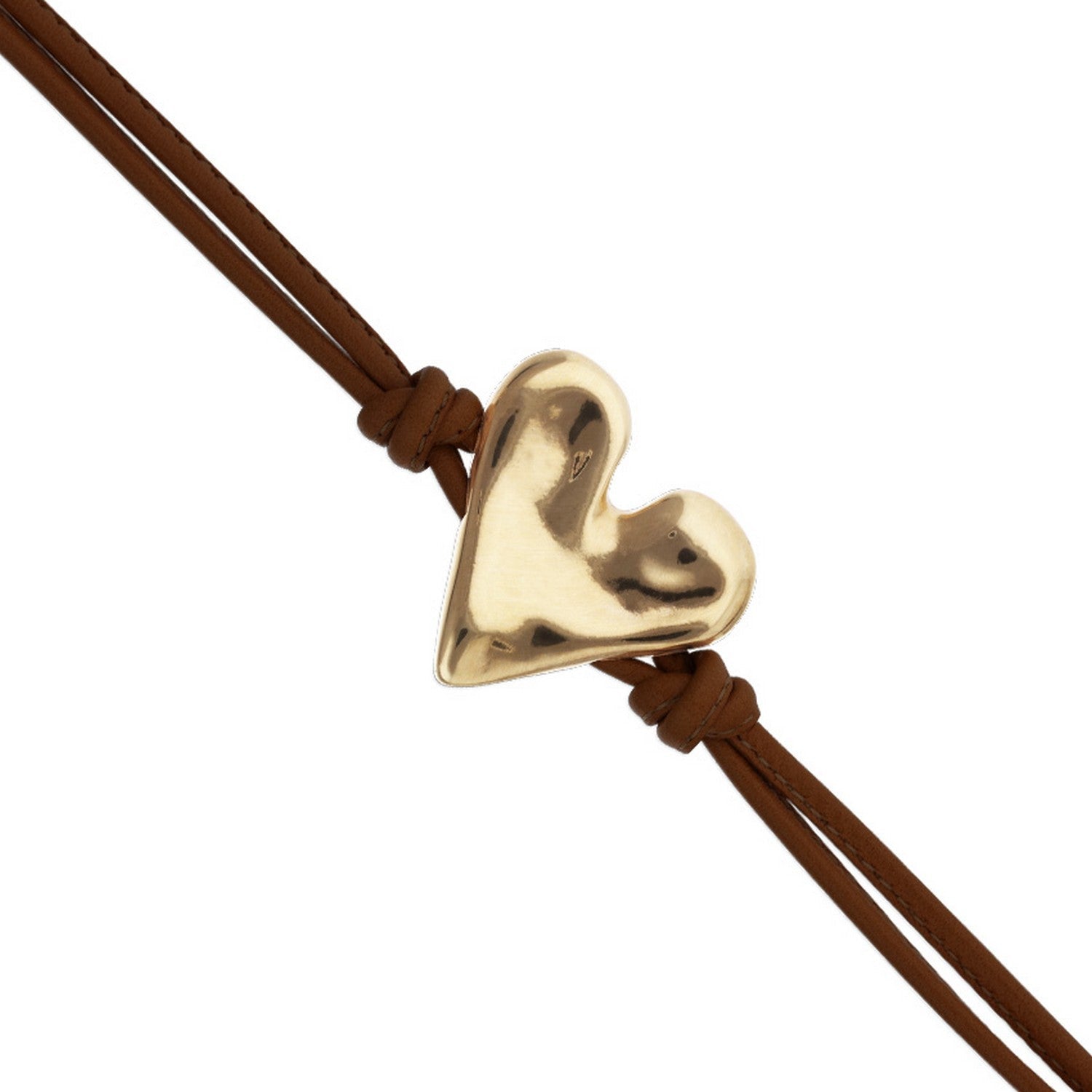 Black Leather Heart Shaped 18K Detail Plated Detail Bracelets PUL2638MARORO