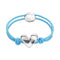 Blue Elastic Thread Sterling Silver Plated Heart Bracelets PUL2641AZUMTL