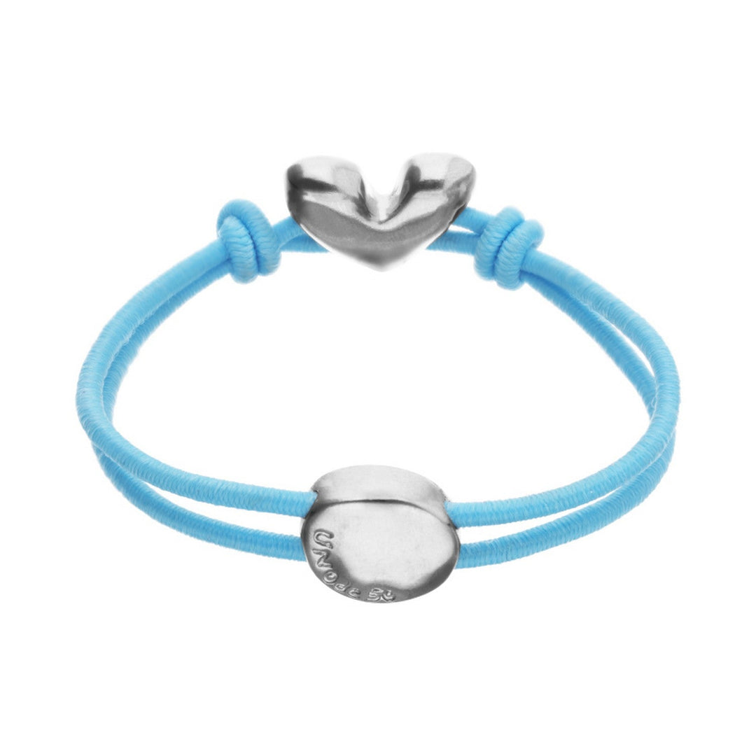 Blue Elastic Thread Sterling Silver Plated Heart Bracelets PUL2641AZUMTL