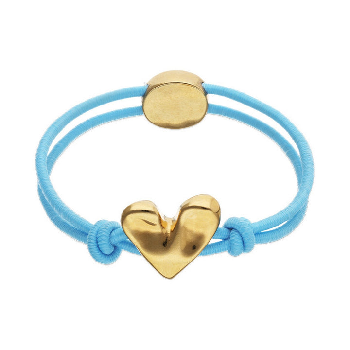 Blue Elastic Thread 18K Gold Plated Heart Bracelets PUL2641AZUORO