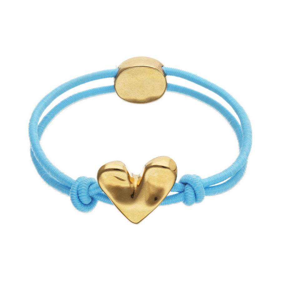 Blue Elastic Thread 18K Gold Plated Heart Bracelet PUL2641AZUORO