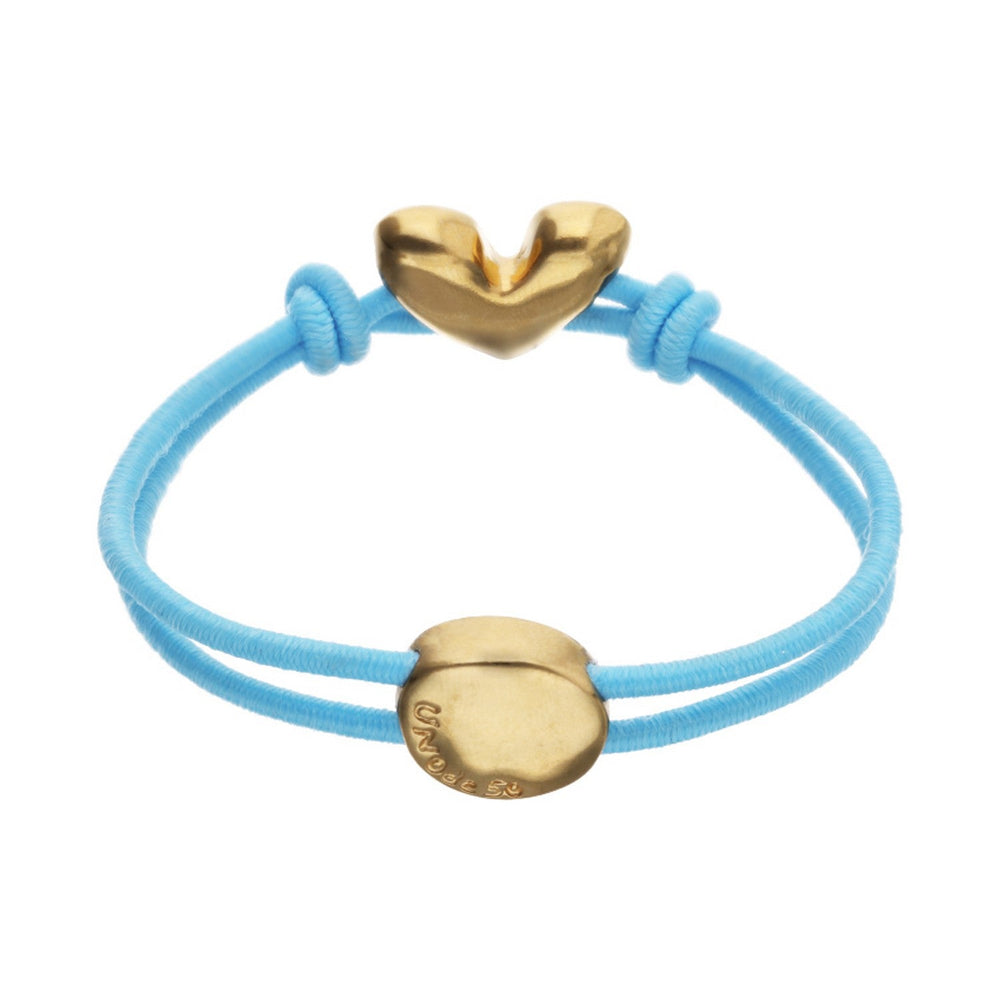 Blue Elastic Thread 18K Gold Plated Heart Bracelet PUL2641AZUORO