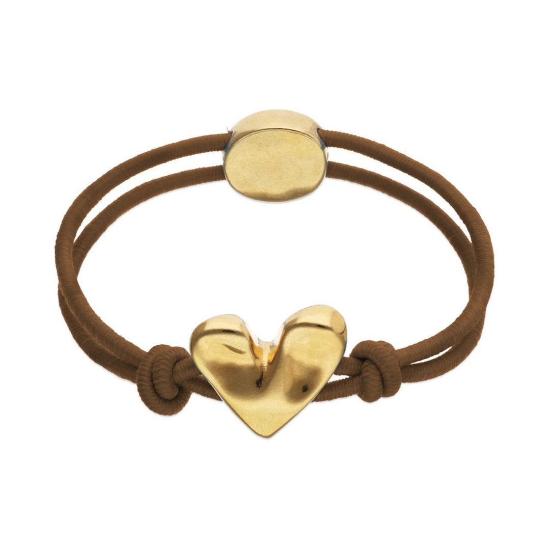 Brown Elastic Thread 18K Gold Plated Heart Bracelets PUL2641MARORO