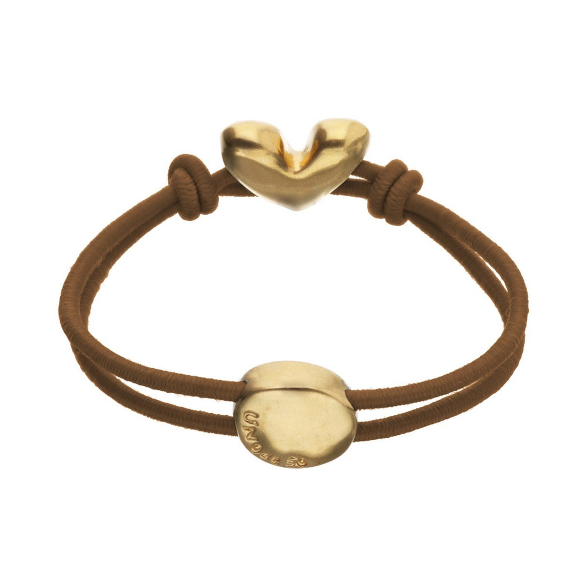 Brown Elastic Thread 18K Gold Plated Heart Bracelets PUL2641MARORO
