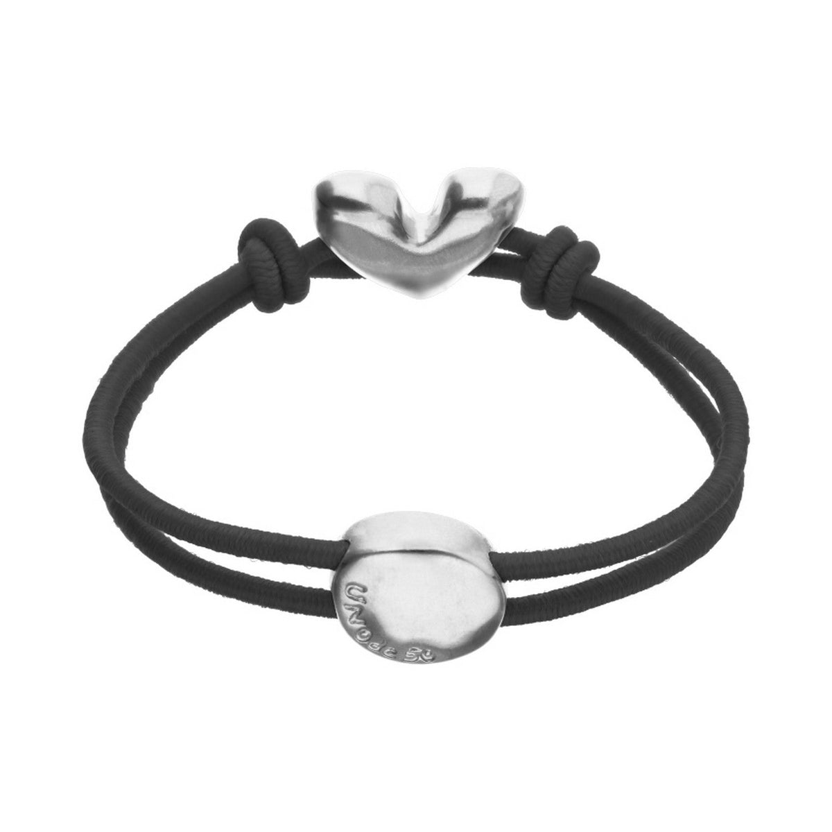 Black Elastic Thread Sterling Silver Plated Heart Bracelets PUL2641NGRMTL